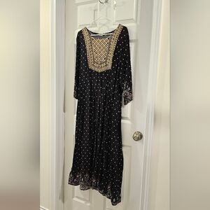 Elegant Black and Gold Embroidered Dress